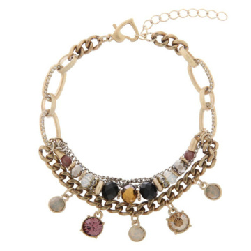 Multi strand beaded necklaces with diamond