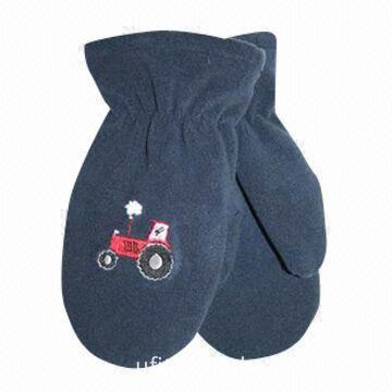 Ladies leather gloves, bow with metal loop at cuff