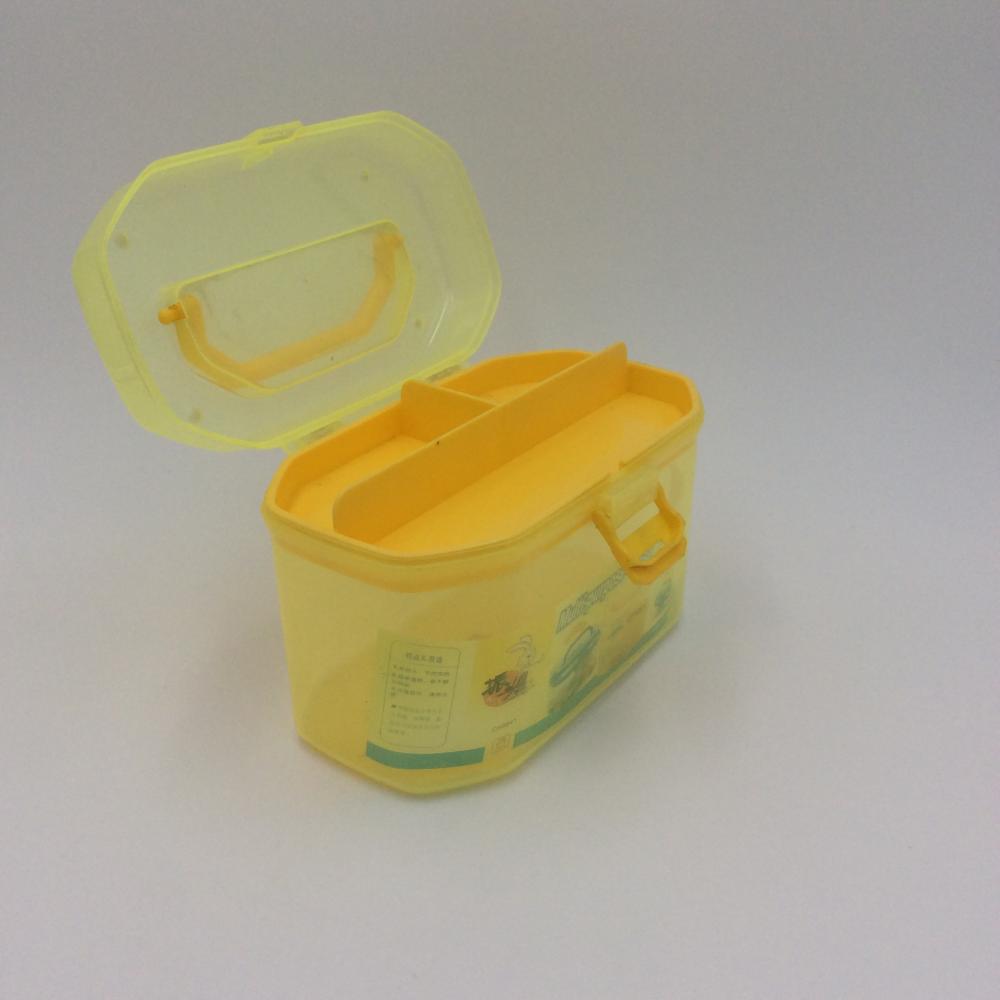 boîte de rangement en plastique jaune