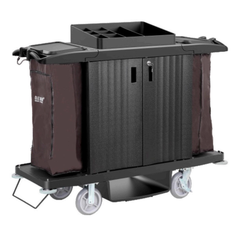 Three-Tier Service Cart with Door for Housekeeping