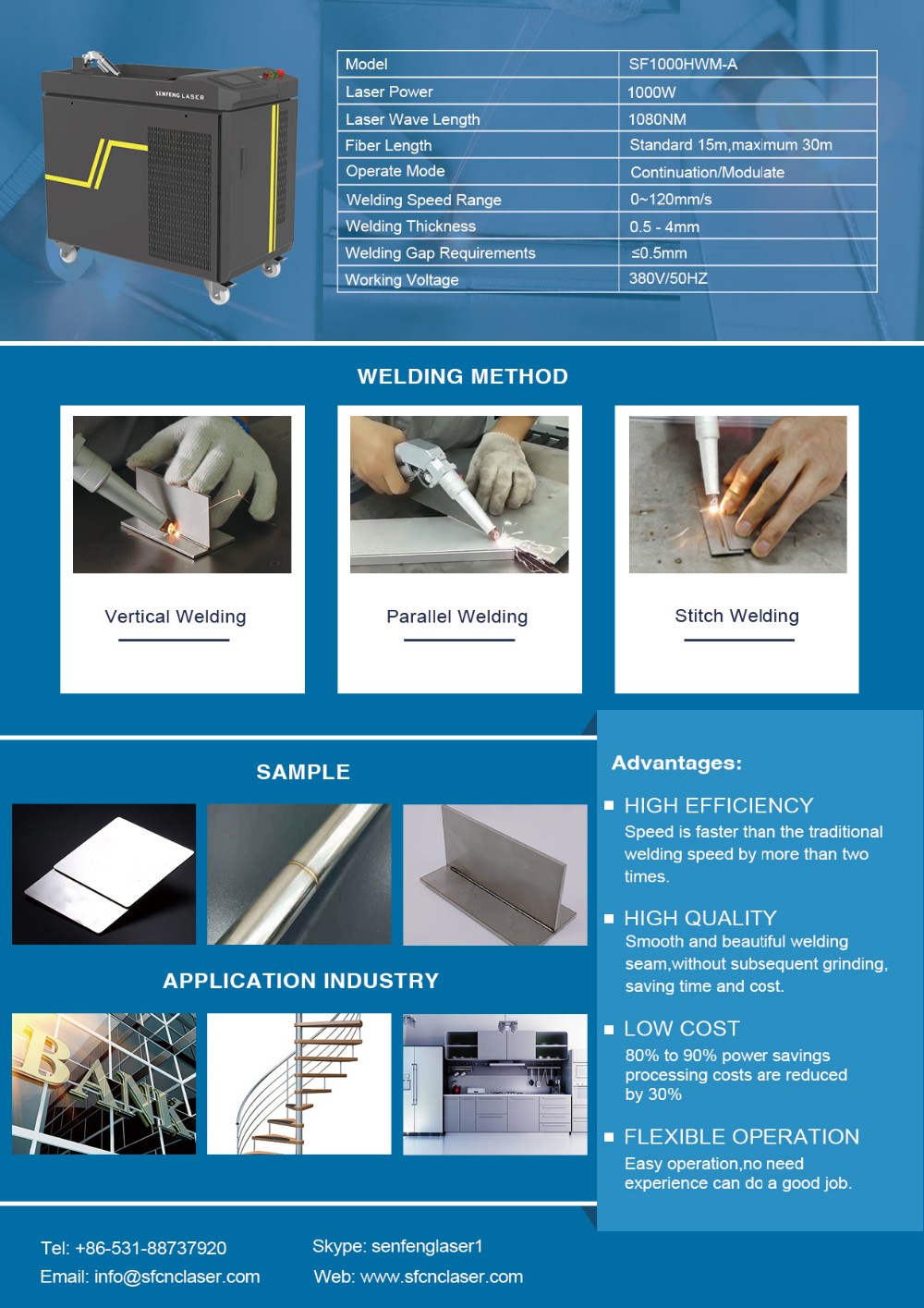 SENFENG fiber handheld welding machine with Raycus 1000w SF1000HWM-A