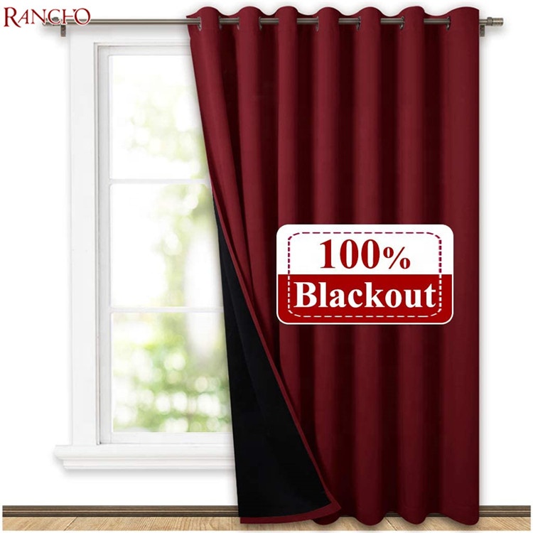 Factory price good private 100%blackout window curtain double layers black out cortinas for living room