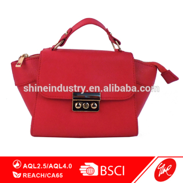 Ladies Red PU Trapeze Bag