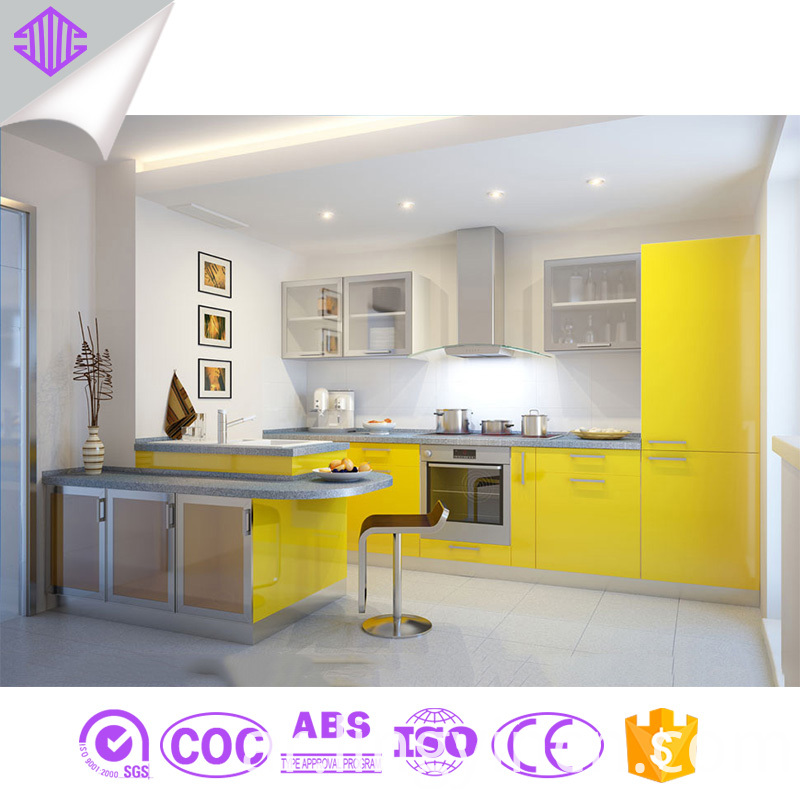 الصين حار بيع رخيصة خزائن المطبخ ورنيش أصفر المصنعين