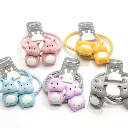 Cute Hair Colorful Elastics Ponytail Holder Pastel Colors Resin Cartoon Bear Headband And Hair Cliy For Baby Toddler Girl