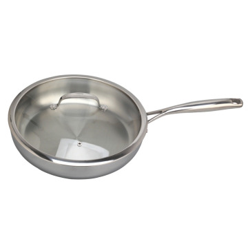 Eco-Friendly stainless steel frying pan with glass lid