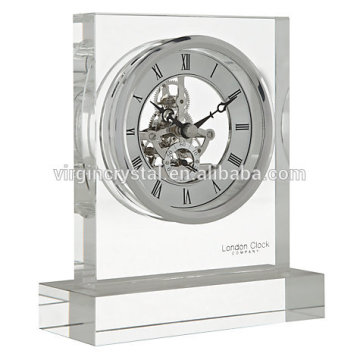 Office rectangle crystal sliver mechanical clock