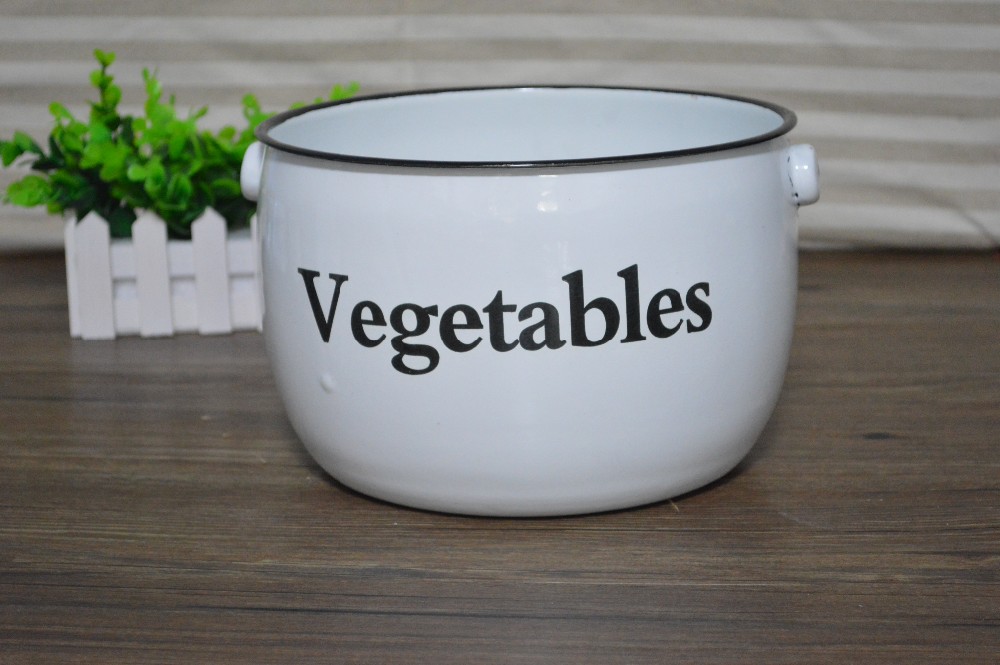 Enamel Coating Storage Pot Set Potato Pot Onion Pot with Pail