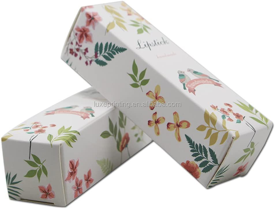 White card paper custom unique logo printed cosmetic packing lipgloss boxes