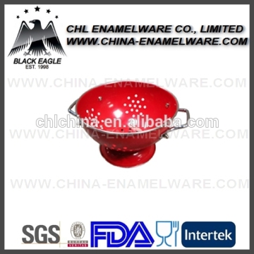 Red color enamel fruit bowl for restaurant