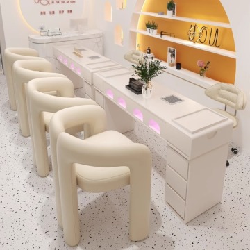 White Gold Design Manicure Tables and Chairs