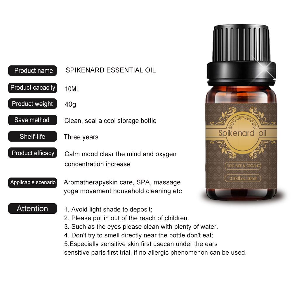 Extrait de plante en gros huile essentielle de spikenard 10 ml