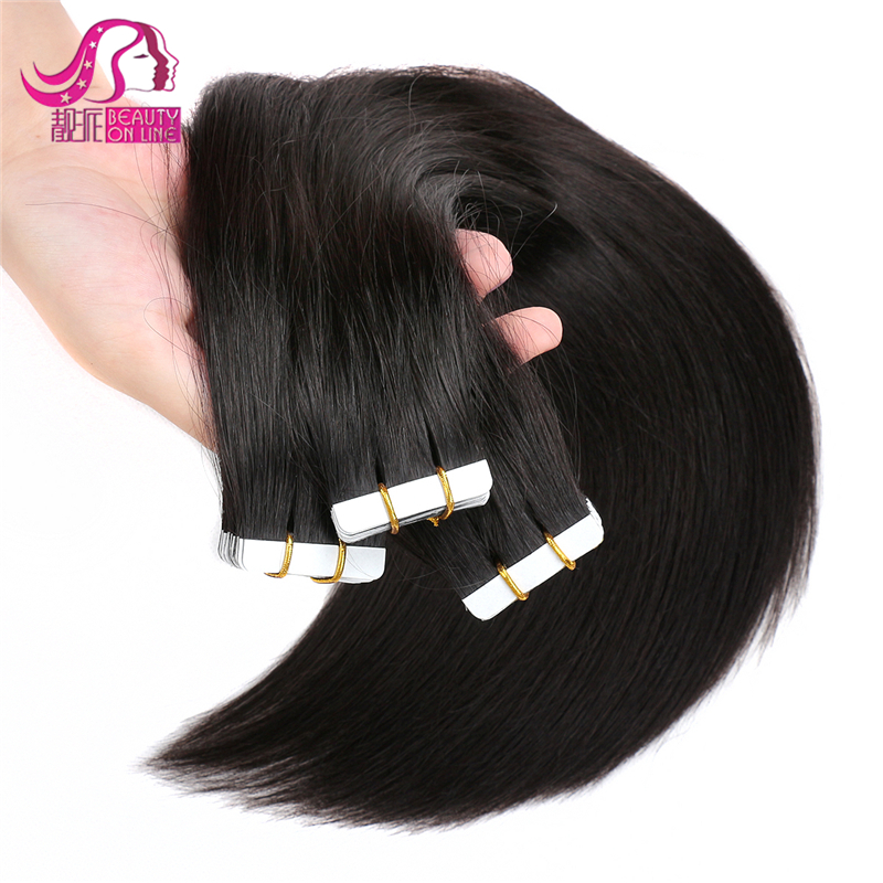 Wholesale blonde black gray highlight  color cuticle aligned european remy tape in human hair extensions 12"-32