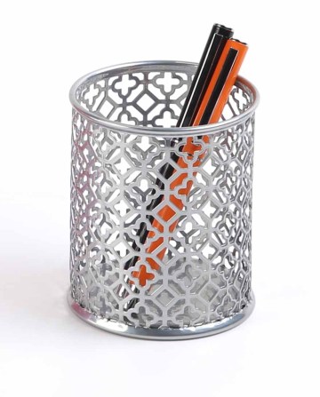 Metal Punch Office Desk Organizer Pen Holder