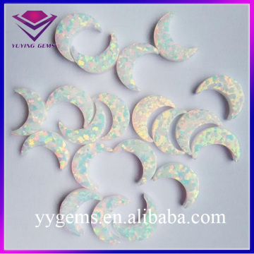 Popular Moon Shape Mexican White Color Opal Synthetic Stone