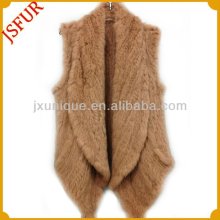 2016 China wholesale Stylish Fashion women's brown knitted rabbit fur vest
