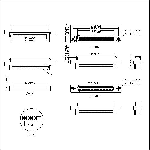1.27mm Series Pin Type 68P Panel Mount Recept 1.27mm Series Pin Type 68P Panel Mount Recept