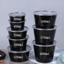 PP Black Disposable Plastic Box with Clear Lid