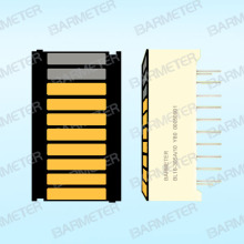 2pcs 10 Segment LED Bargraph Wide Display (12mm) Yellow