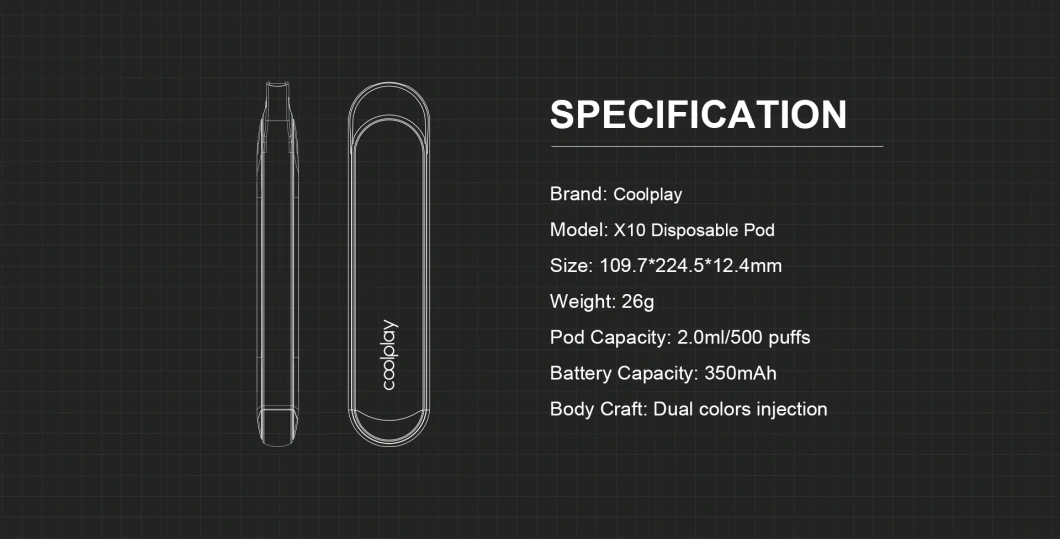 New Arrival Disposable Vape Pure Flavor Vape Electronic Cigarette Coolplay X10 500 Puff Bar Electronic Cigarette Vaporizer Vape Disposable Vape