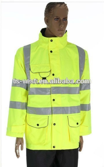 leather Rain jacket,reflective Safety Rain jacket, Rain jacket With Reflective Tape