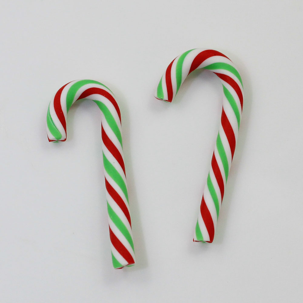 Colorful Striped Candy Cane Shaped Resin Cabochon DIY Spacer For Kids Christmas Holiday Decor Charms Jewelry Making Store