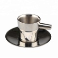 Double Wall Stainless Steel Espresso/Tea Cup with Saucer