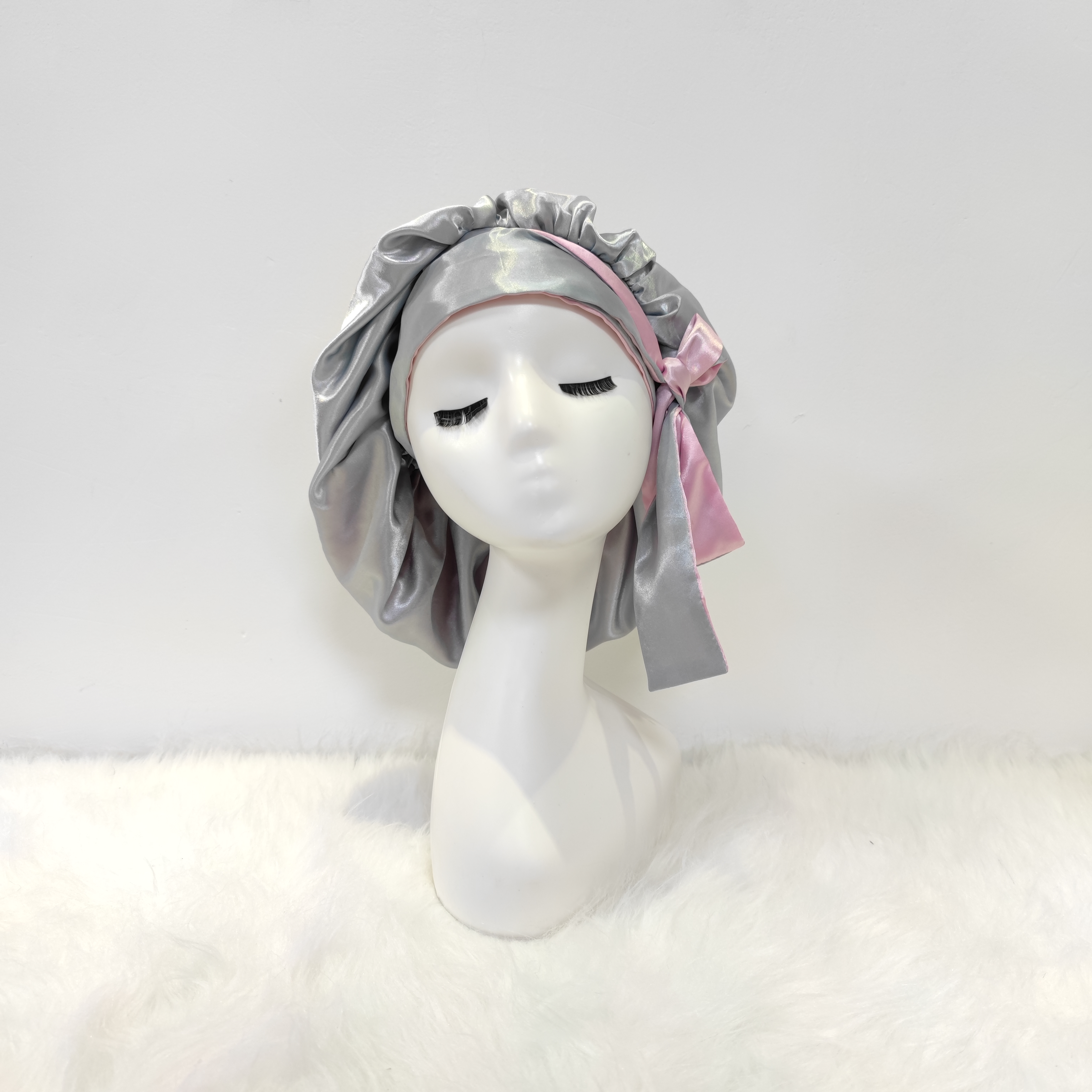 Low MOQ Private Label Sleep Bonnet Custom Hair Silk Satin Bonnets With Logo Stain Head Wrap