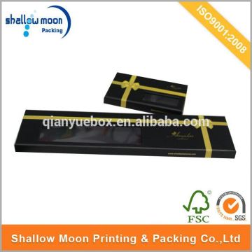Wholesale customize black rigid printing paper gift box with ribbon