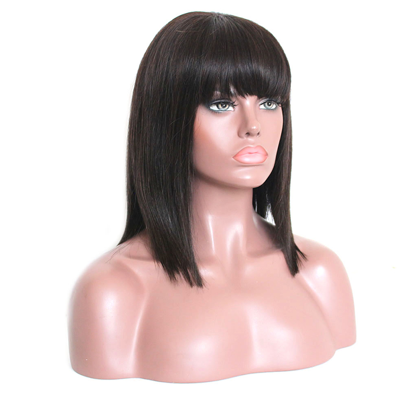 factory price peruvian hair bob,the lovely machine made wigs bob with bang