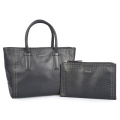 Leather Work Bag For Women Laptop Tote Black