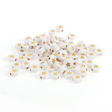 700pcs White Acrylic Gold Star Shape Star Beads