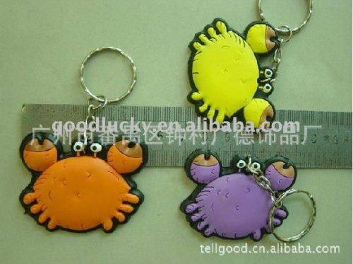 OEM logo crab flexible rubber 3d soft PVC key chains