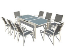 9pcs alu. Textilene extension dining set