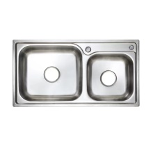 Modern Brushed Stainless Steel Undermount Kitchen Faucet with Double Bowls