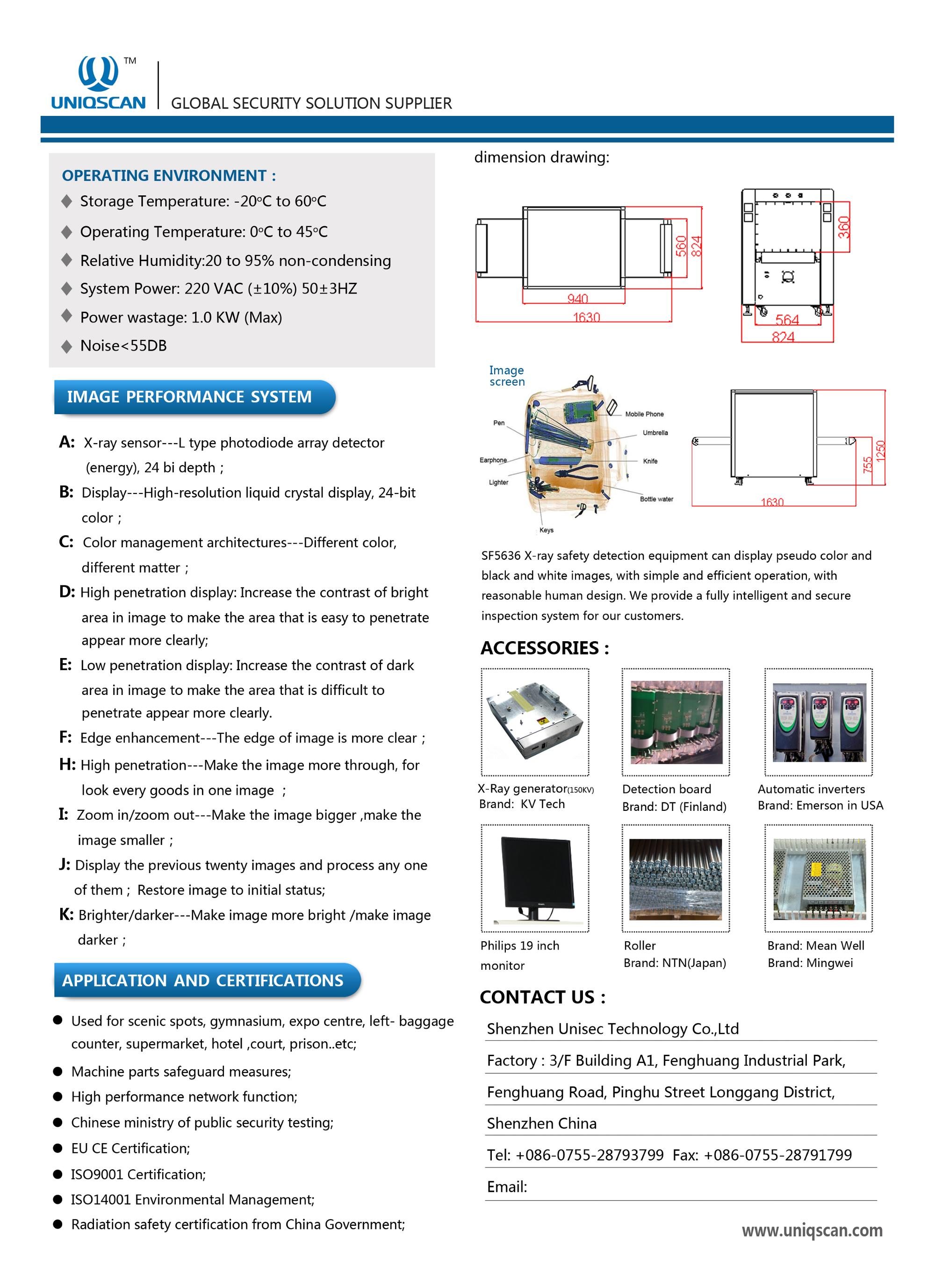 UNIQSCAN Automatic alarm airport x-ray baggage security scanner machines x ray baggage scanning inspection system