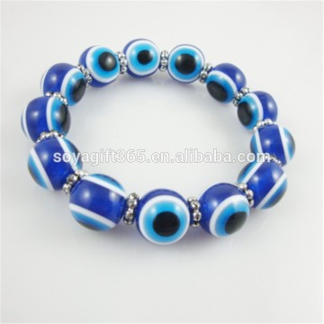 12mm Elastic Evil Eye Bead Bracelet Blue Turkish Lucky Eye Bracelet