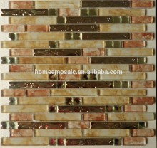 flower pattern suface metal mix glass mosaic tile for wall backsplash