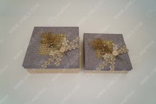 Hand-made linen Christmas gift box