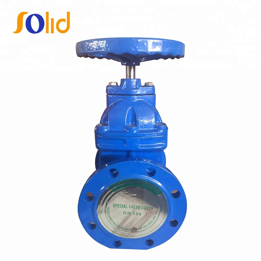 DIN3302-F4 PN16 Cast Iron Resilient Seated Flanged DI Gate Valve NRS Blue FBE Coating Gate Valve