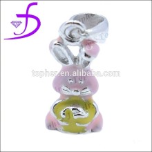 Enamel rabbit chilren charms in 925 sterling silver