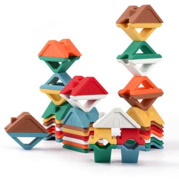 7-PCS Silikon Stacking Nesting Triangle Leksaker Stacker Blocks