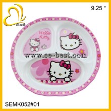 3 sections melamine plate for kids, melamine children plate