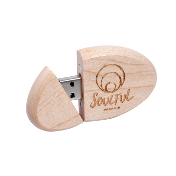 Ovale houten USB-flashdrive groothandel