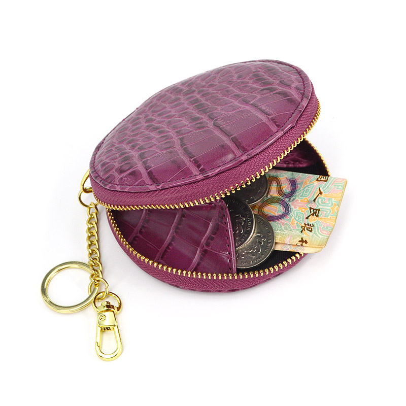 حقيبة محفظة عملة جلدية من سحاب خمر بوليه