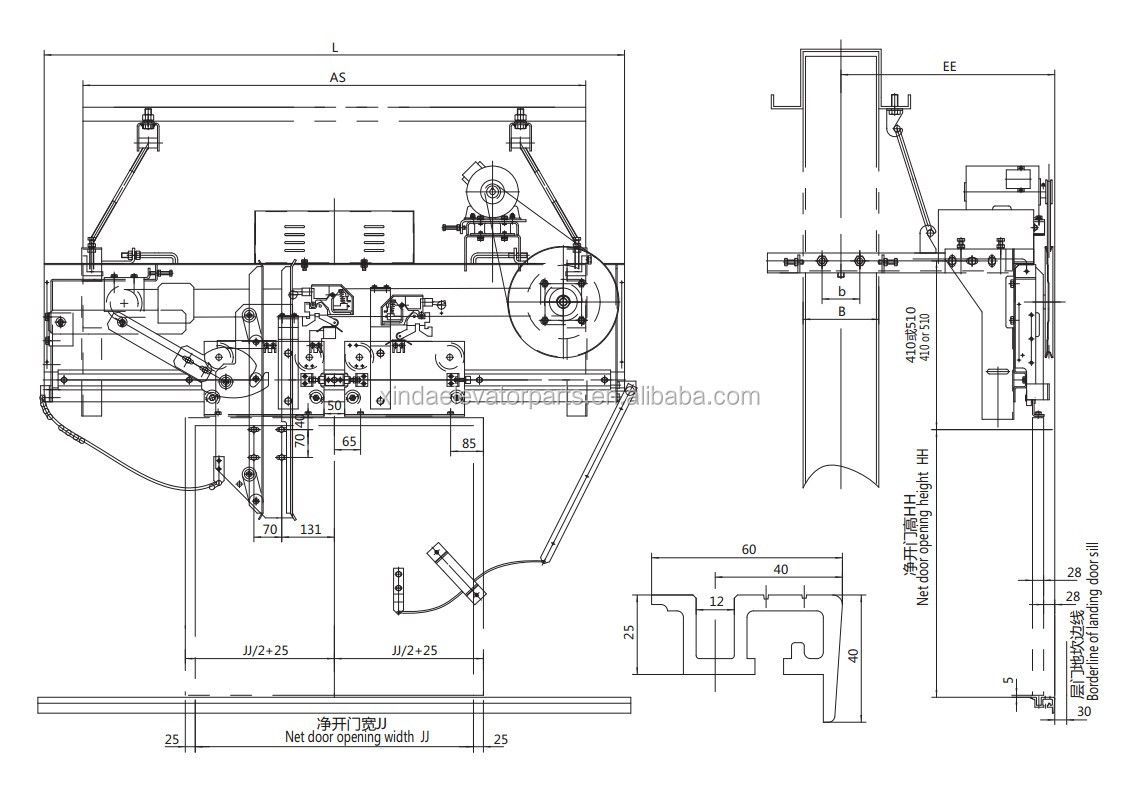 XD1406 synchronous belt drive Center Opening Door Machine / Door Operator for Elevator Cabin