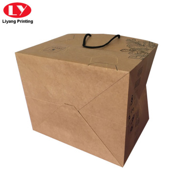 Kraft Paper Flower Print Gift Bag Box