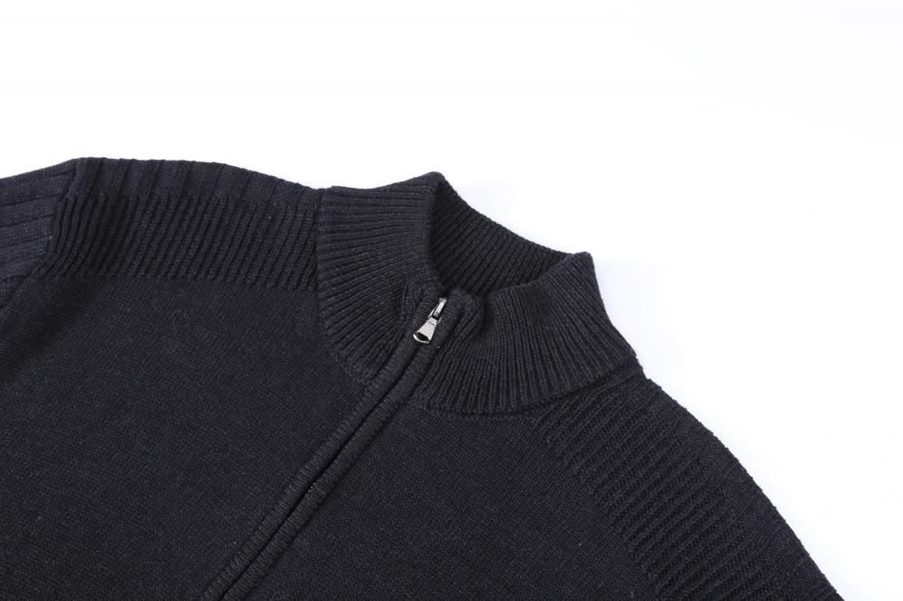 Cardigan da uomo lavorato a maglia con maniche a coste con zip intera