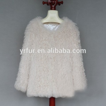 YR736 Fashion Lamb Knit Coat Women/ Fashion Sheep Fur Coat Winter
