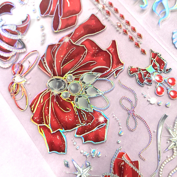 Red Romance Holographic Silver Tapes Stickers for Wedding Invitations - DH Original Designs